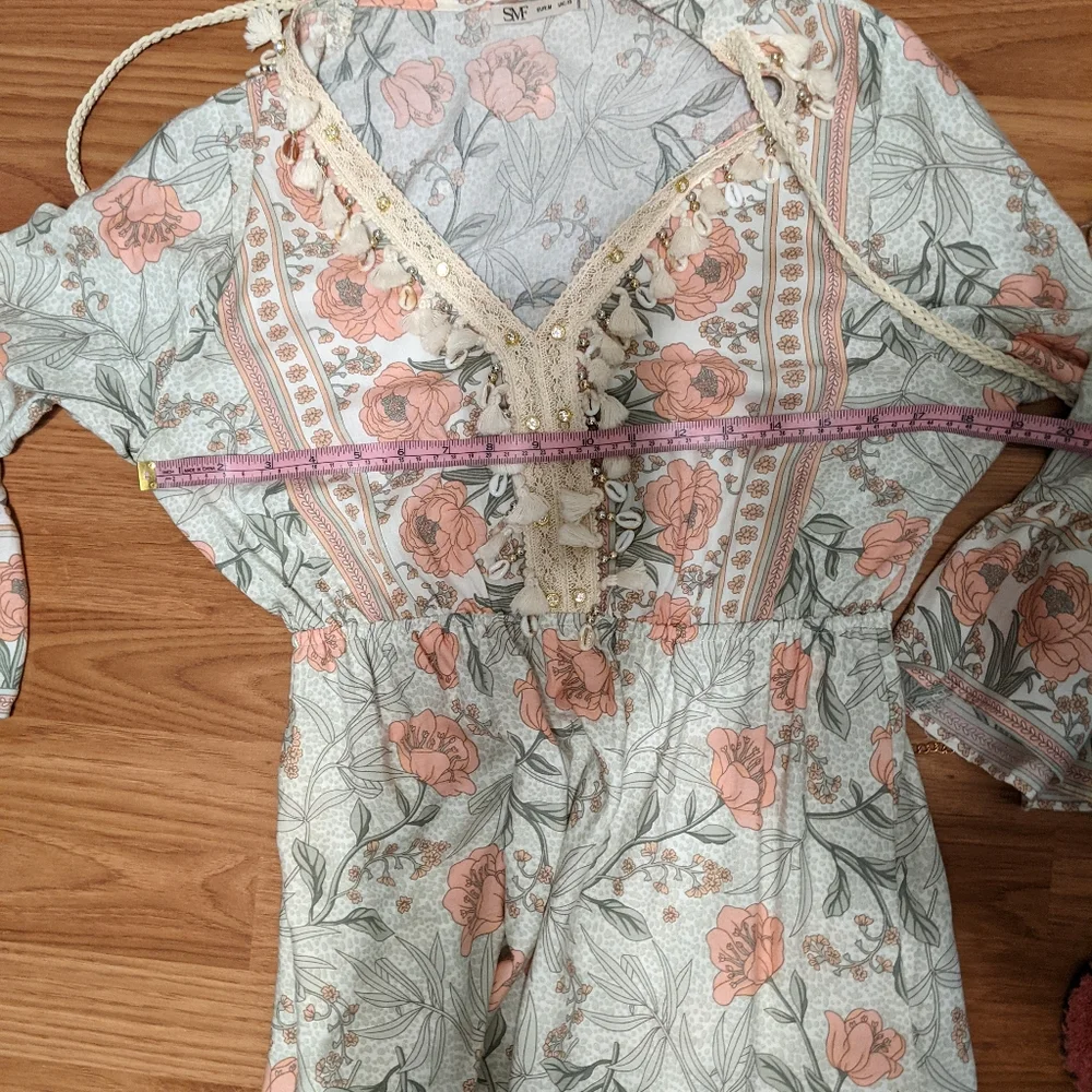 SMF 70s inspired Dusty Pastel Tiered Maxi Dress - Picture 10 of 10